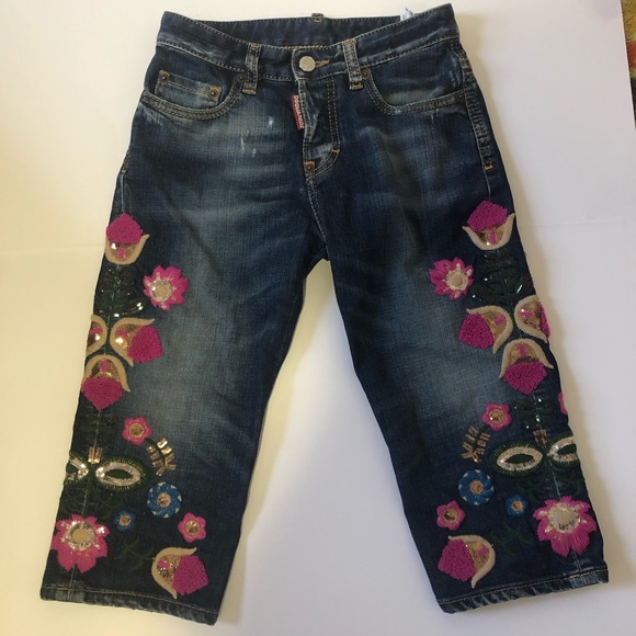 Dsquared2 Cropped jeans Embroidery + Long sleeve shirt. Girls Size 10 - Picture 6 of 16